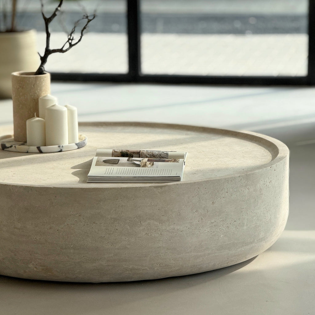 CARLO Monolithic Travertine Coffee Table