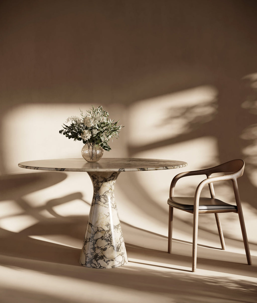 Calacatta Viola Marble Round Dining Table - Curved Leg