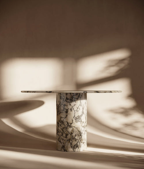 Calacatta Viola Marble Round Dining Table - Cylindrical Leg