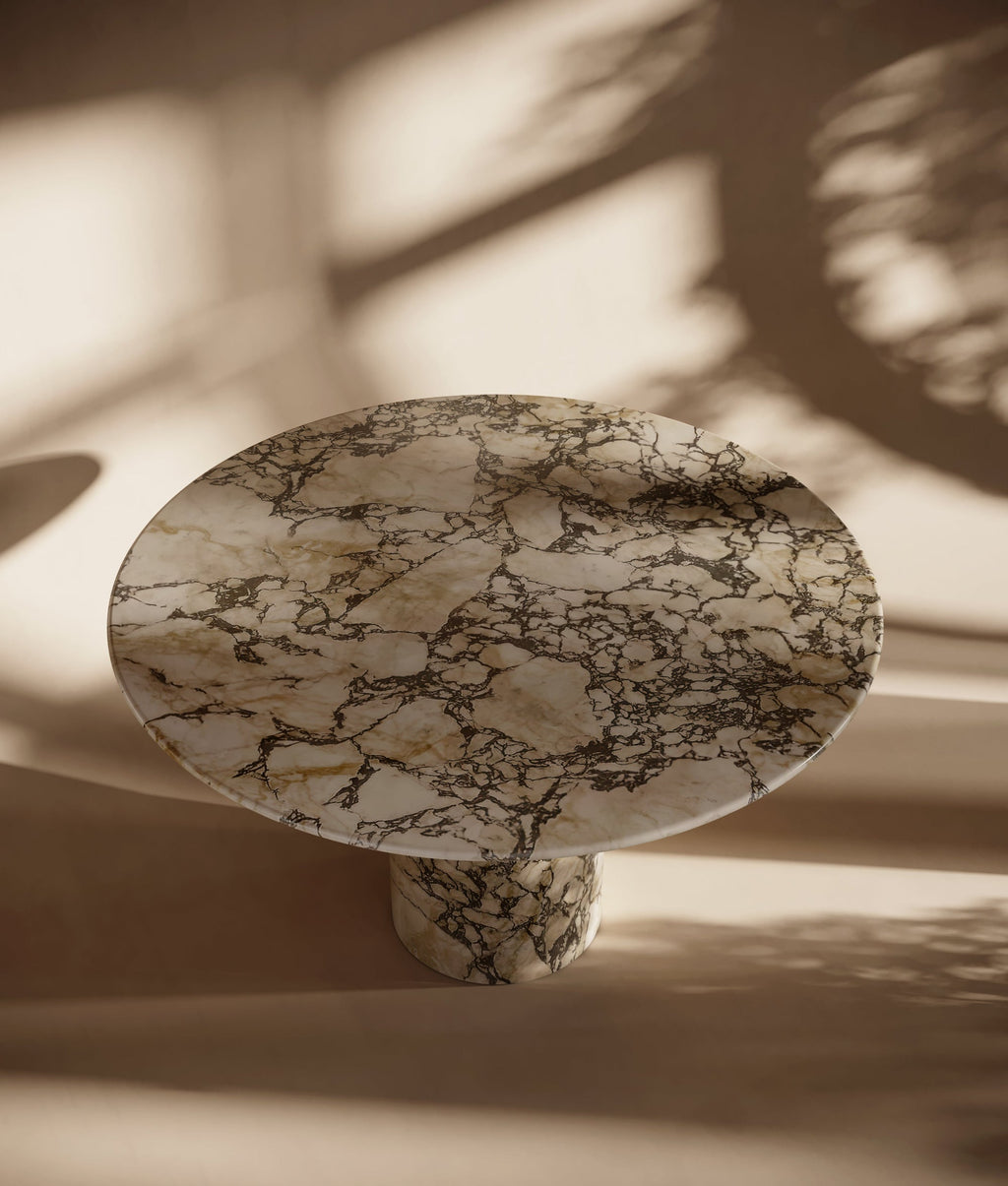 Calacatta Viola Marble Round Dining Table - Cylindrical Leg