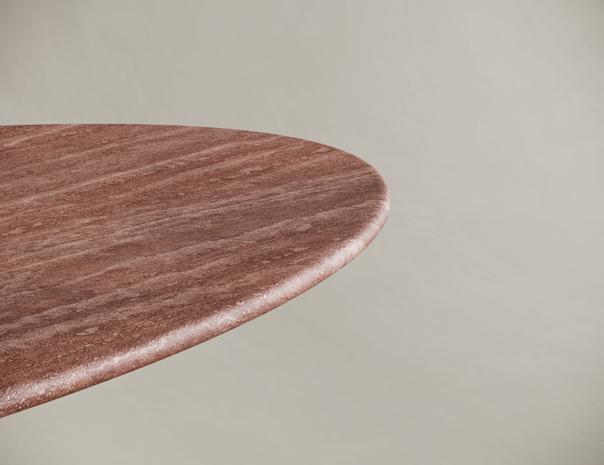 Ellipse Red Travertine Dining Table - Conical Leg