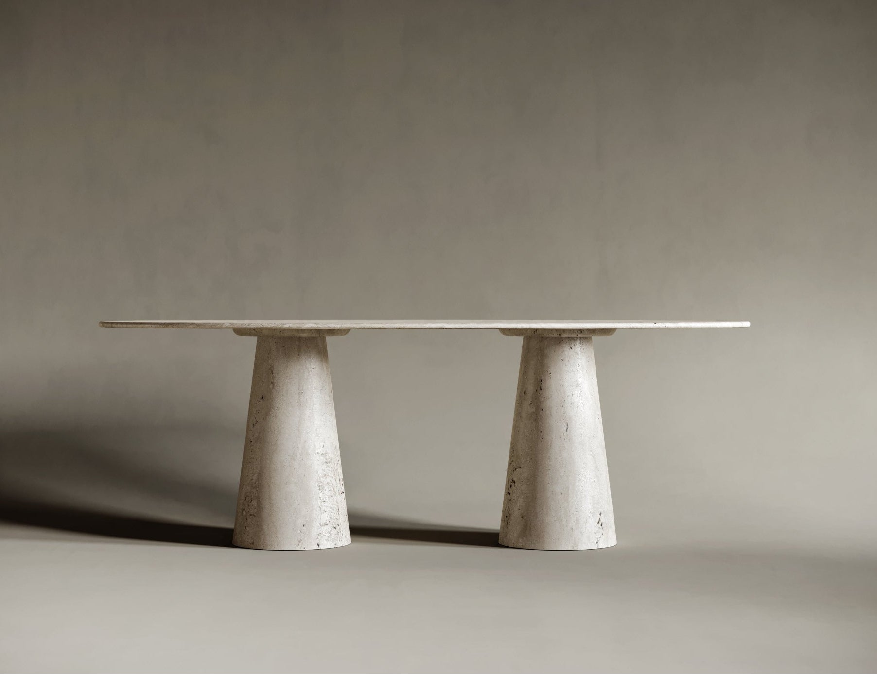 Ellipse Travertine Dining Table - Conical Legs