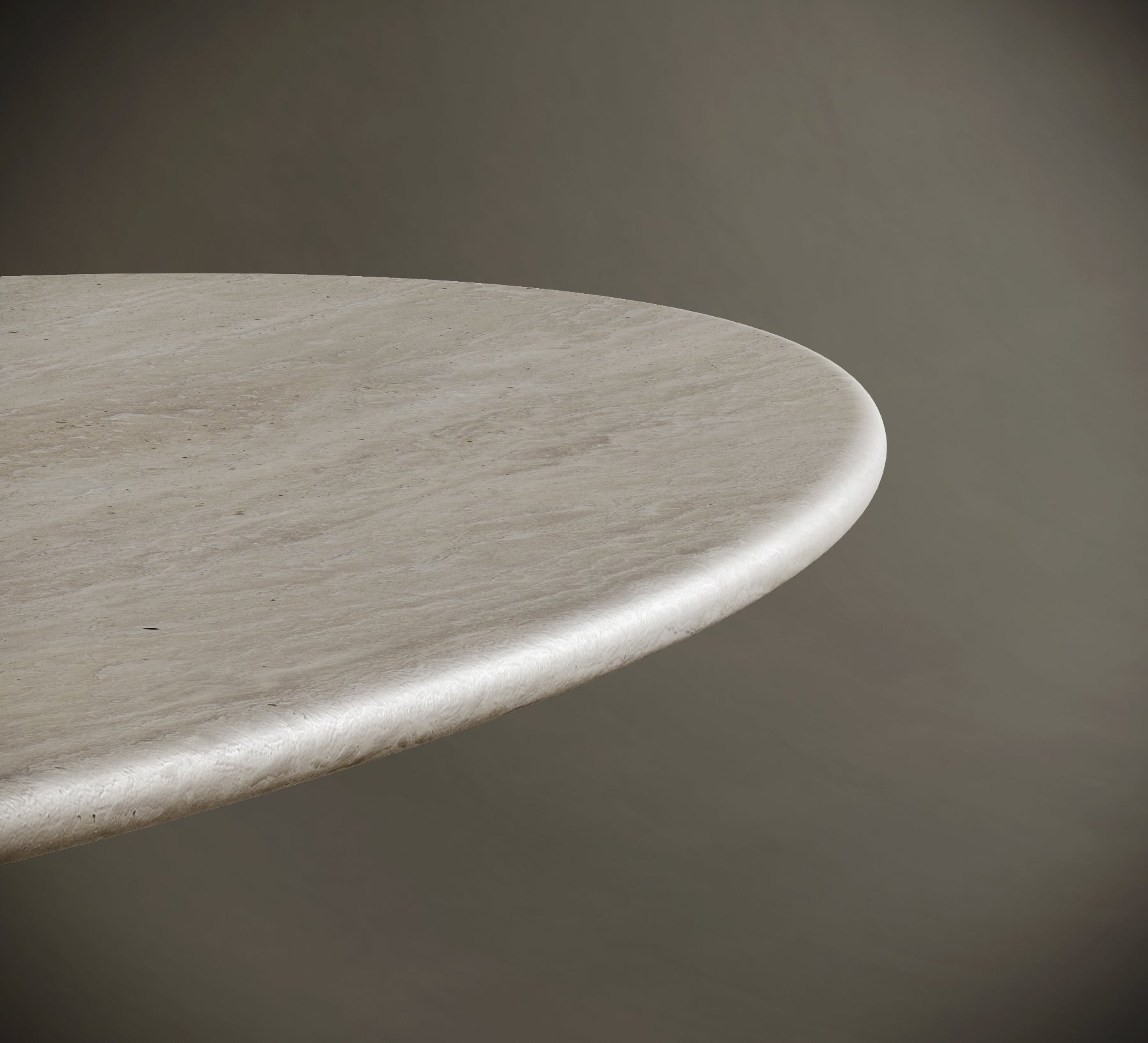 Ellipse Travertine Dining Table - Cylindrical Central Leg
