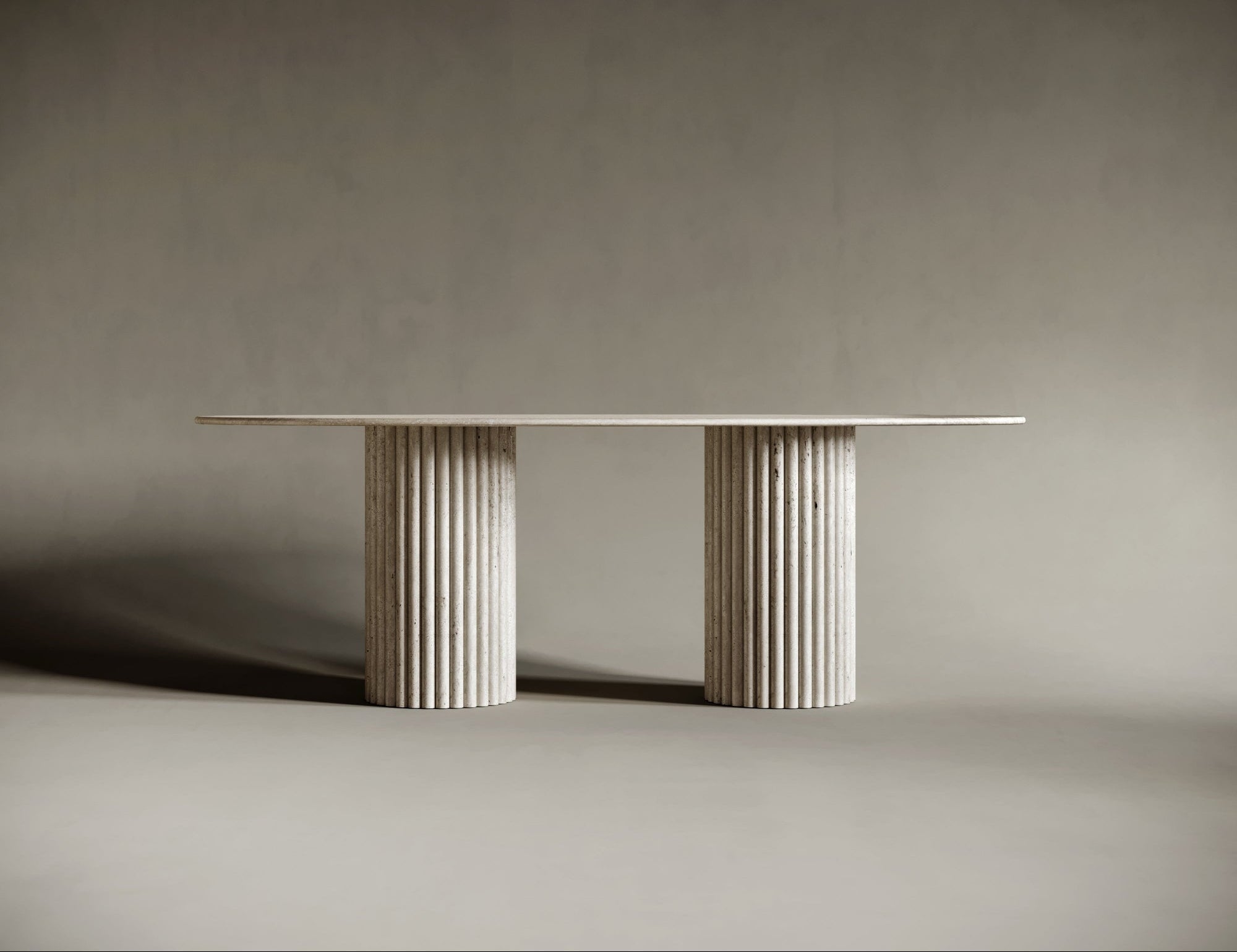 Ellipse Travertine Dining Table - Fluted Legs | Ready to Ship