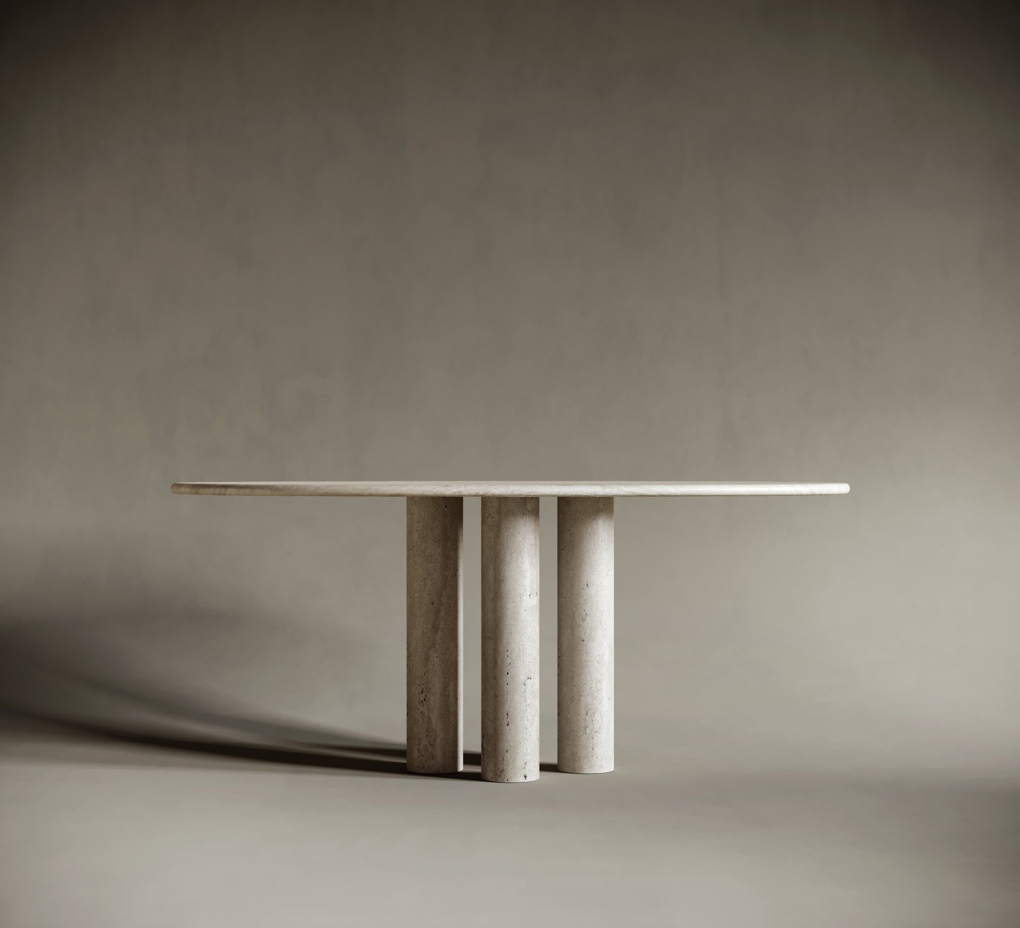 Ellipse Travertine Dining Table - Quartet Leg