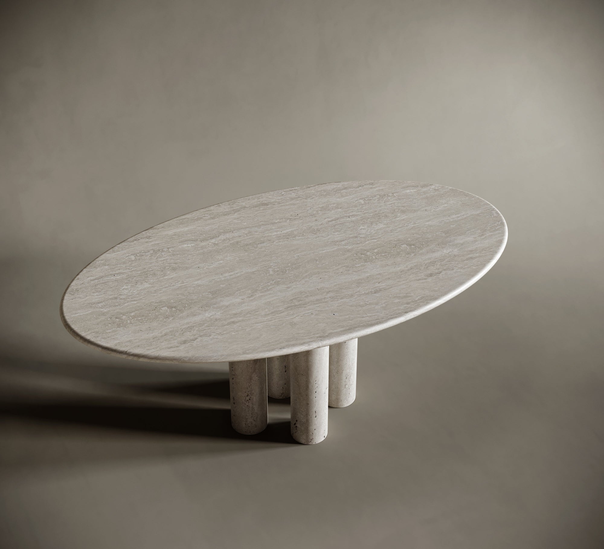 Ellipse Travertine Dining Table - Quartet Leg