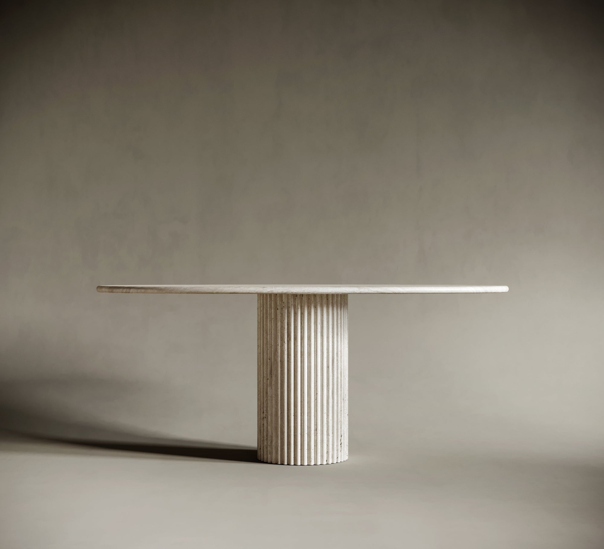 Ellipse Travertine Dining Table - Fluted Leg | Ready to Ship