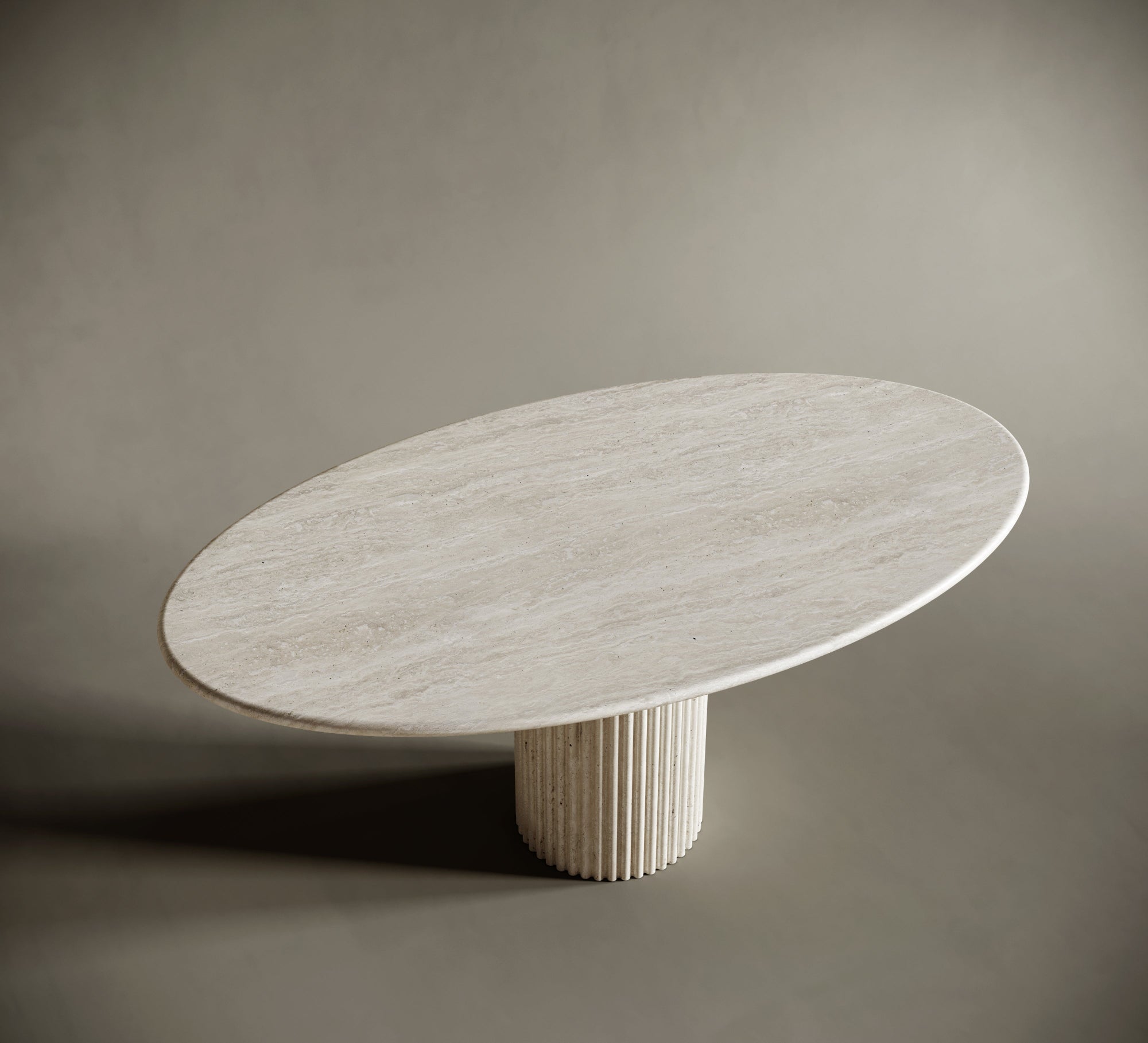 Ellipse Travertine Dining Table - Fluted Leg | Ready to Ship
