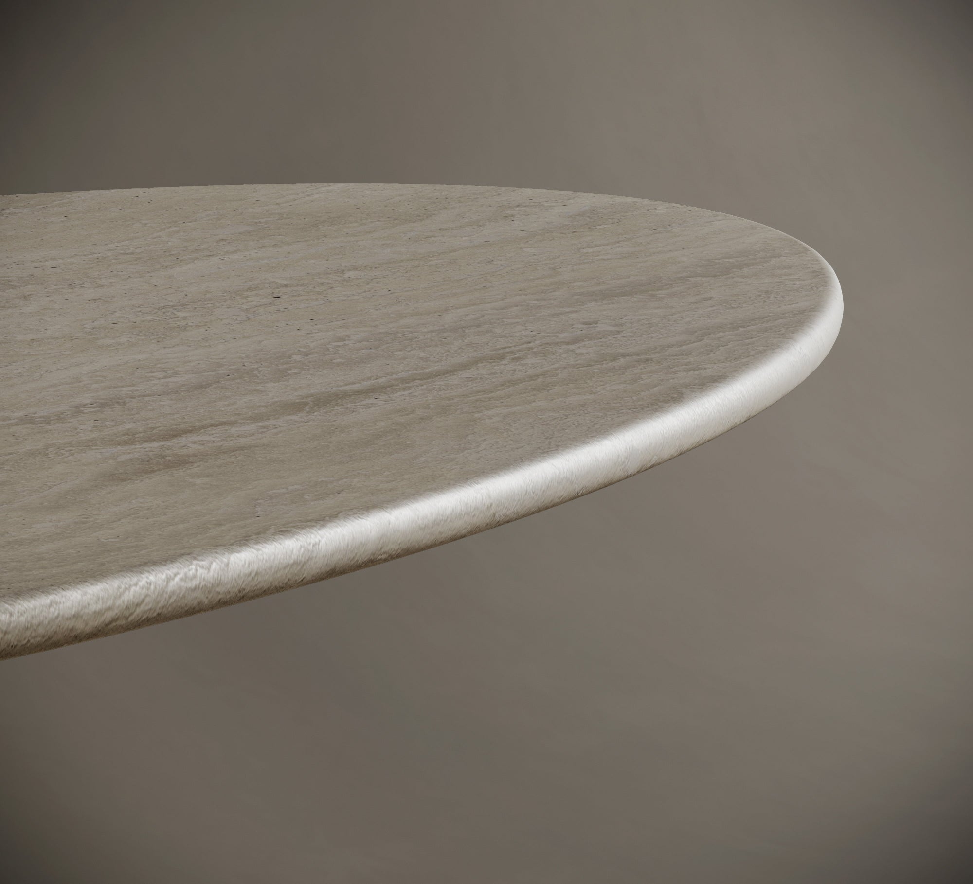 LEANDRO Ellipse Travertine Dining Table - Tapered Elliptical Leg