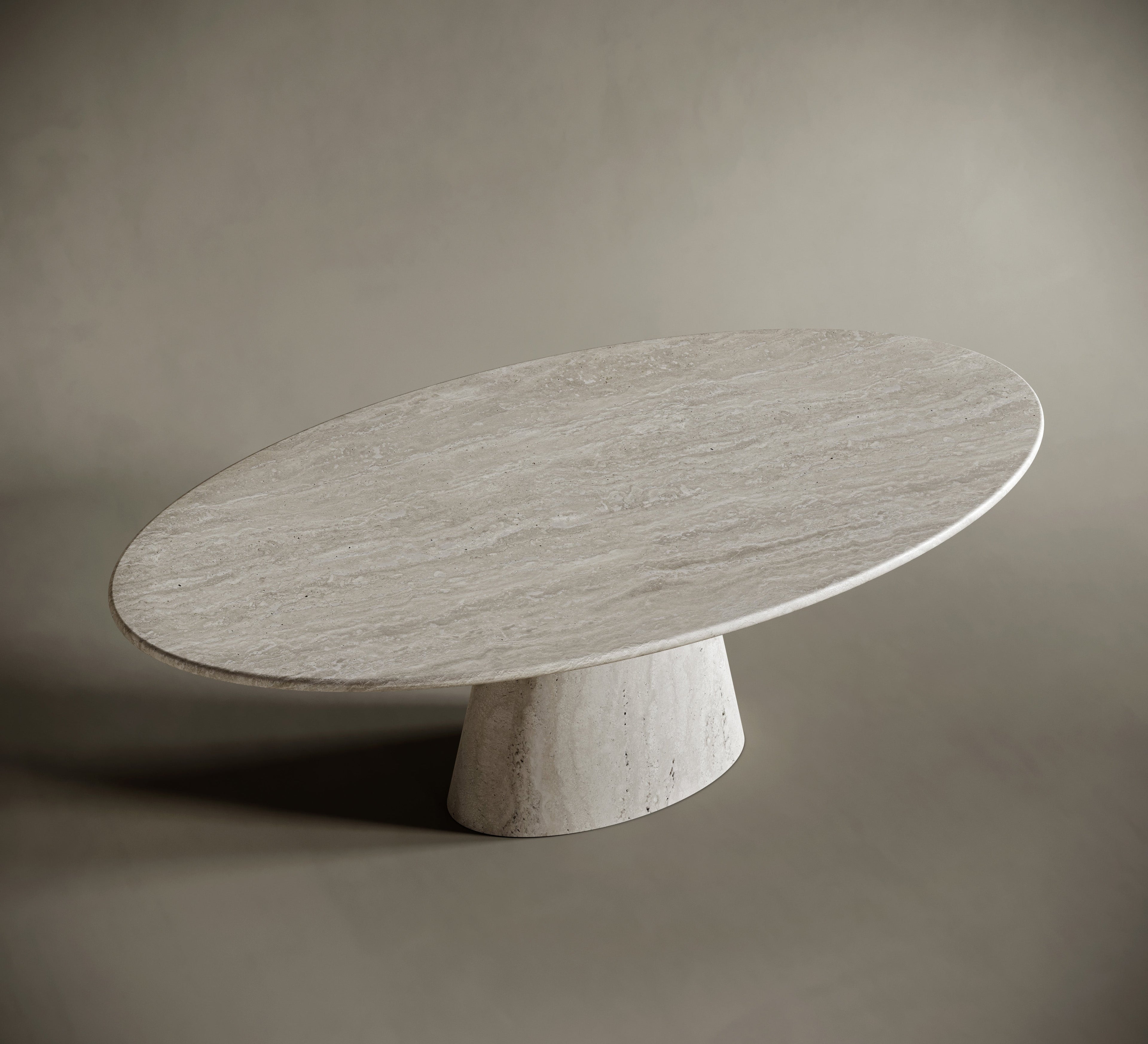 LEANDRO Ellipse Travertine Dining Table | Ready to Ship