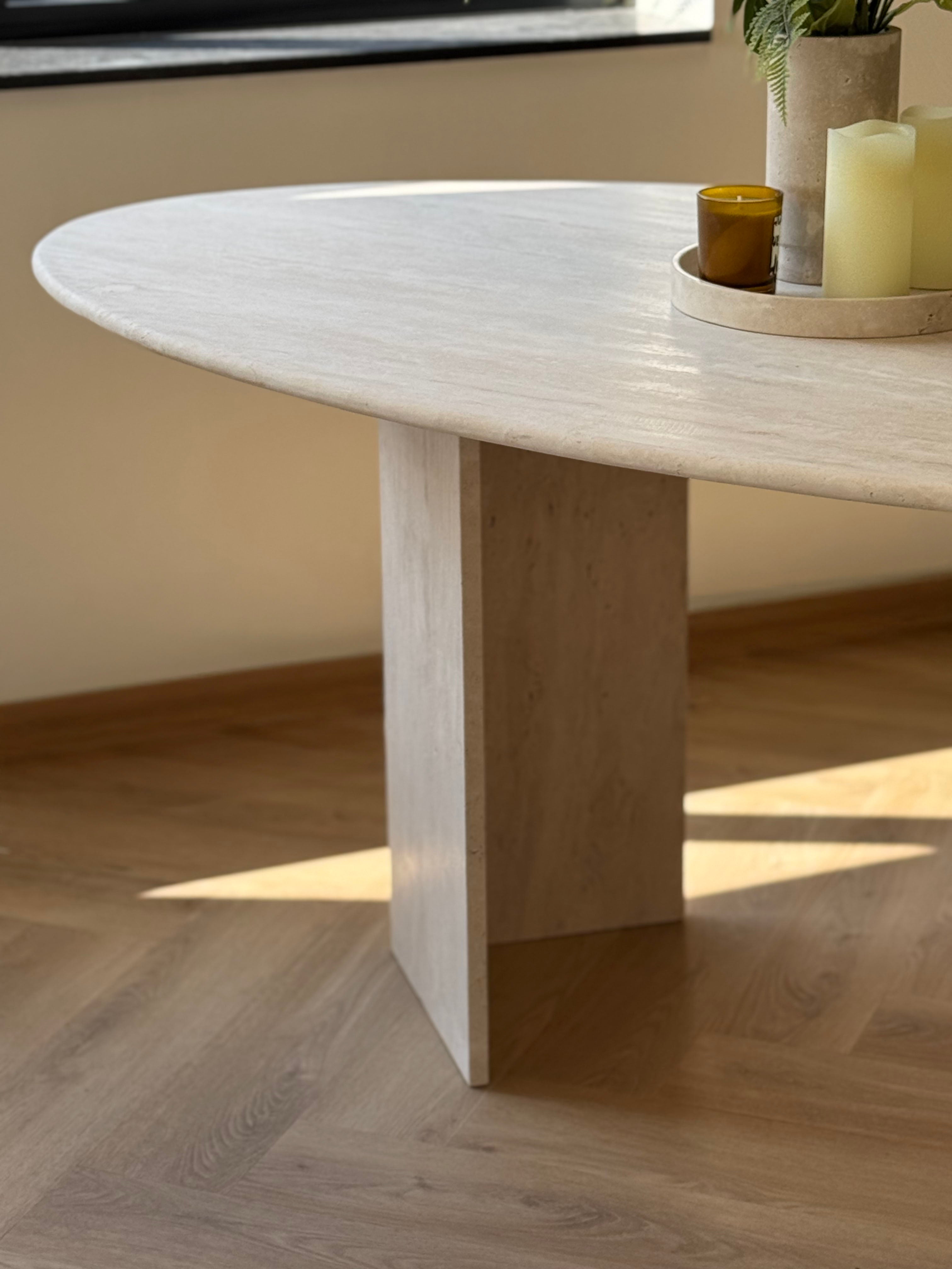 Ellipse Travertine Dining Table - V Legs | Ready to Ship