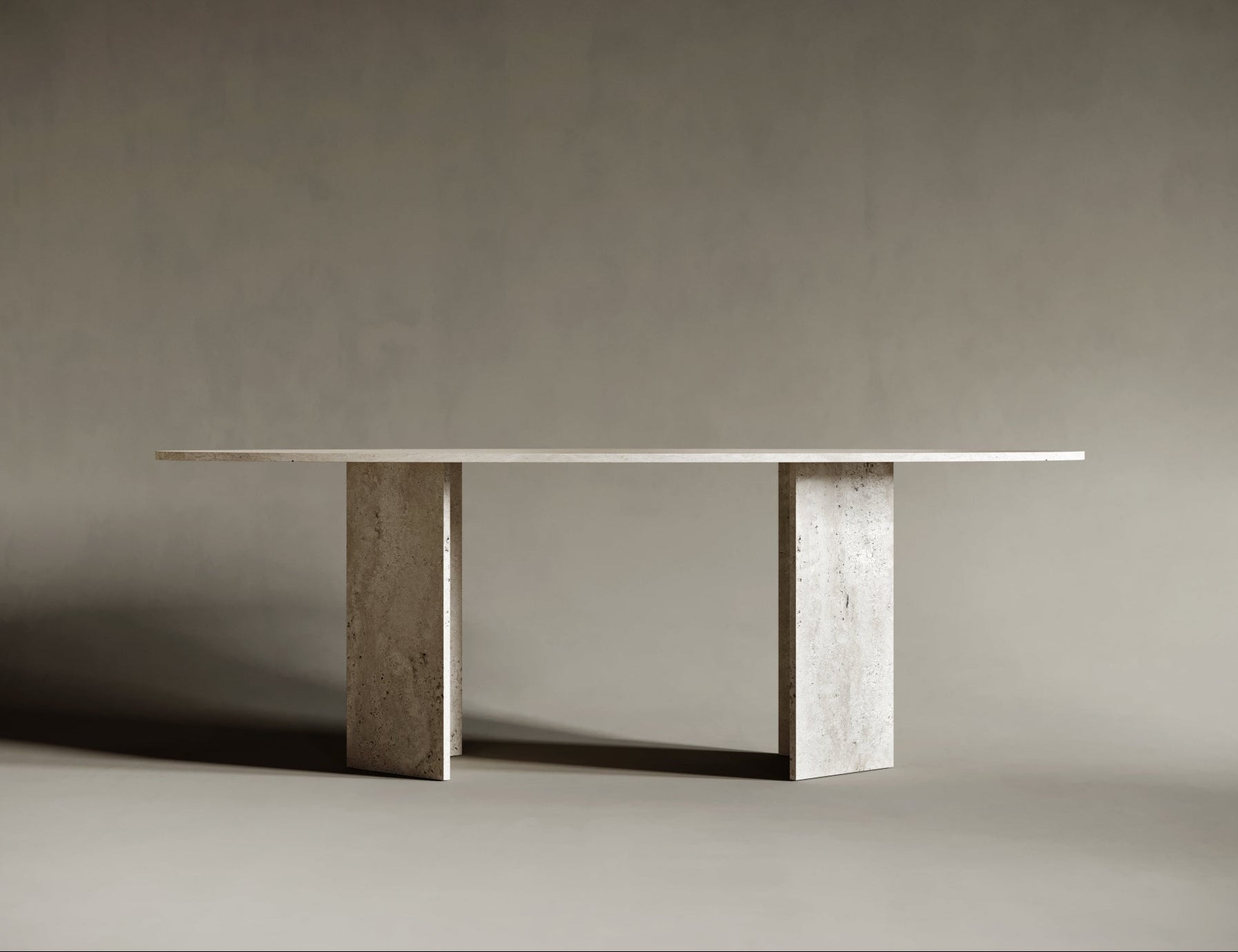 Ellipse Travertine Dining Table - V Legs