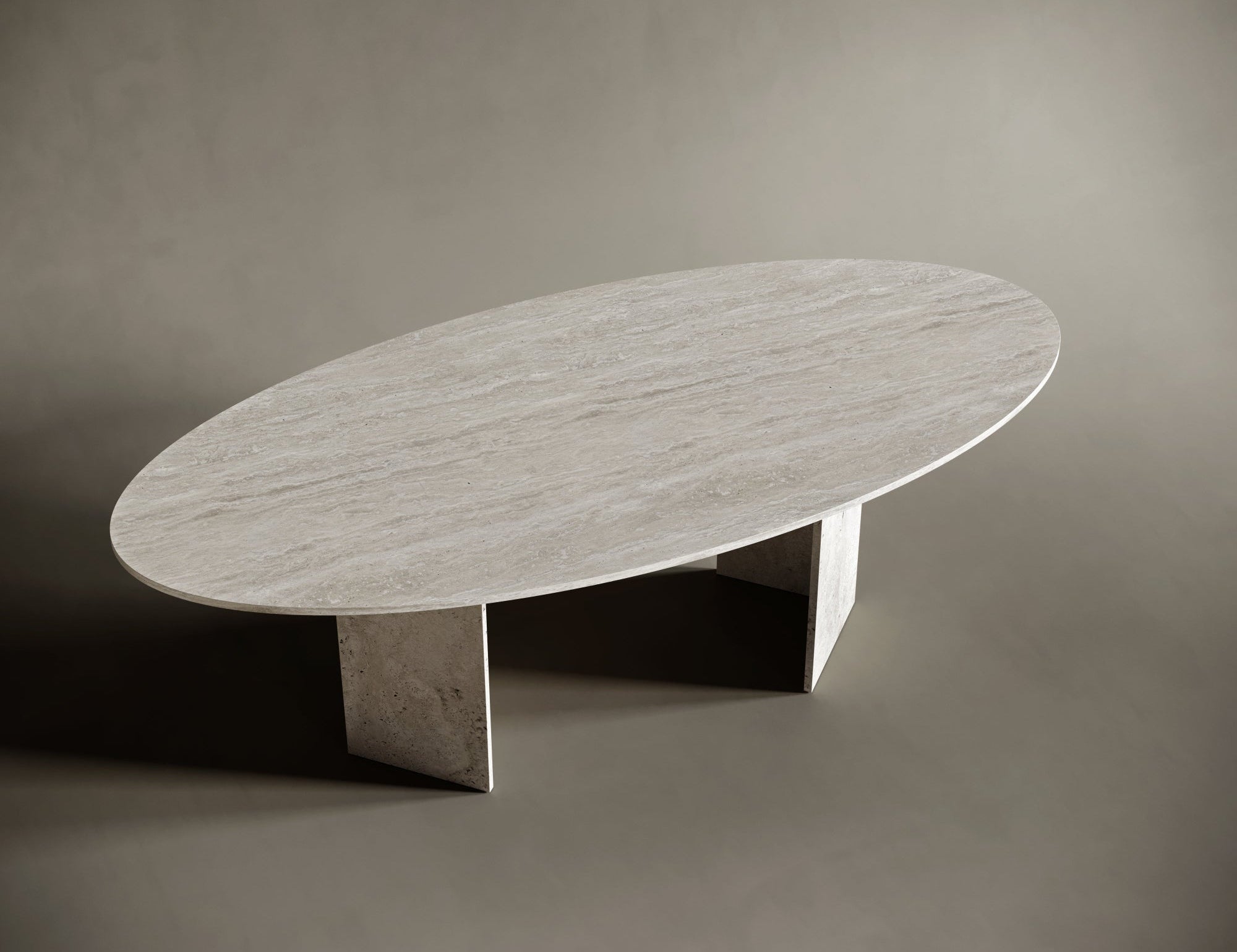 Ellipse Travertine Dining Table - V Legs | Ready to Ship