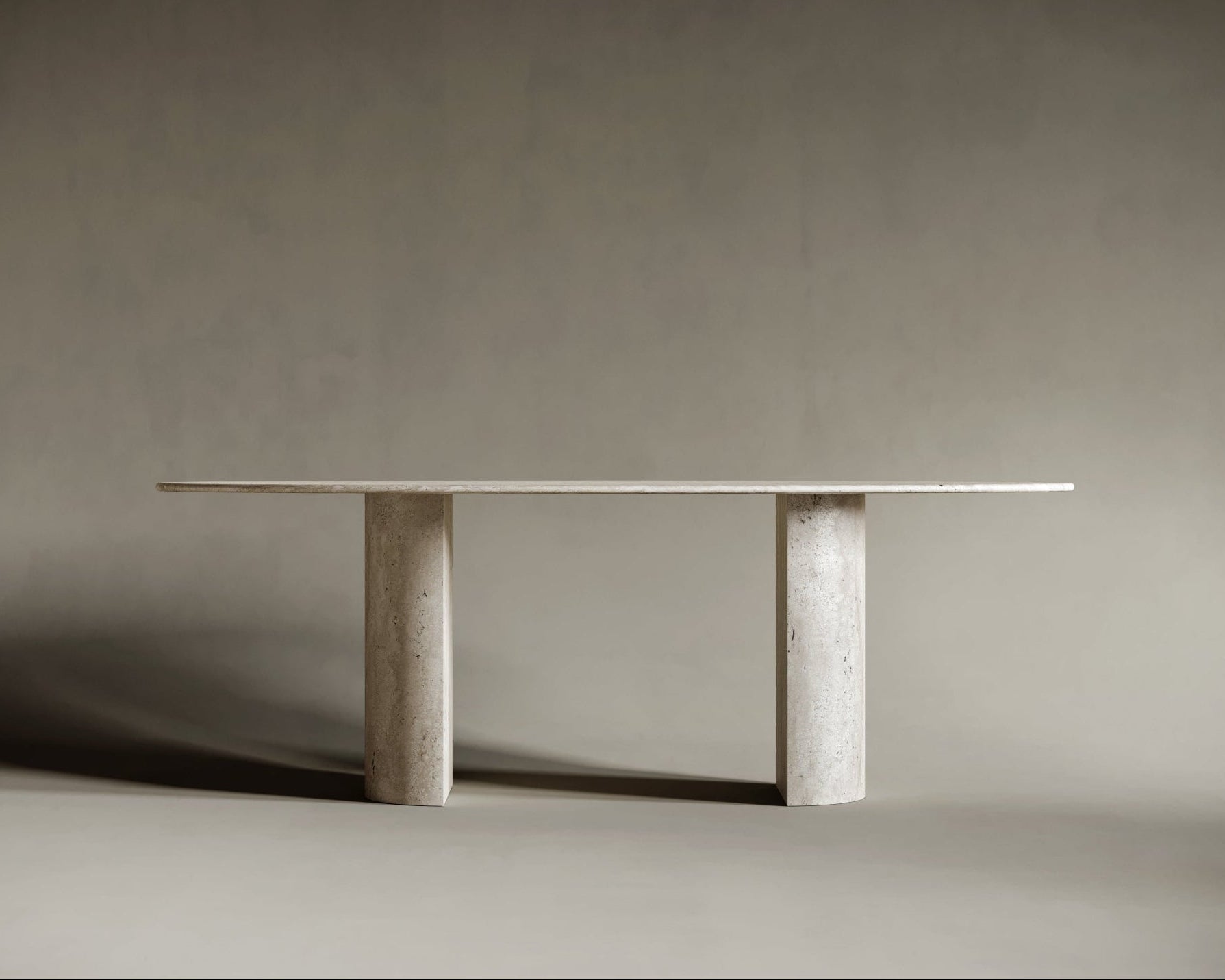 Ellipse Travertine Dining Table - D-Form Legs