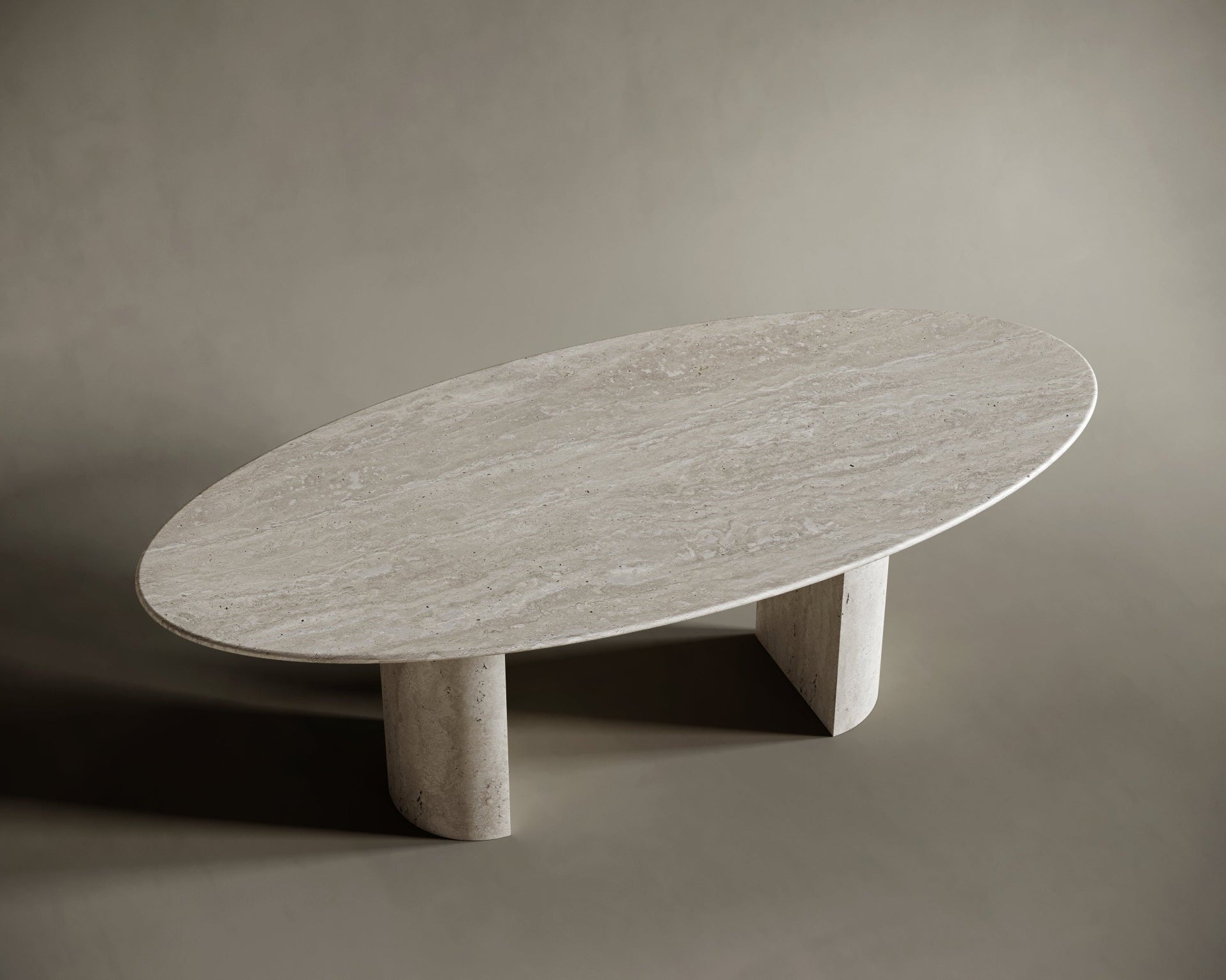 Ellipse Travertine Dining Table - D-Form Legs | Ready to Ship