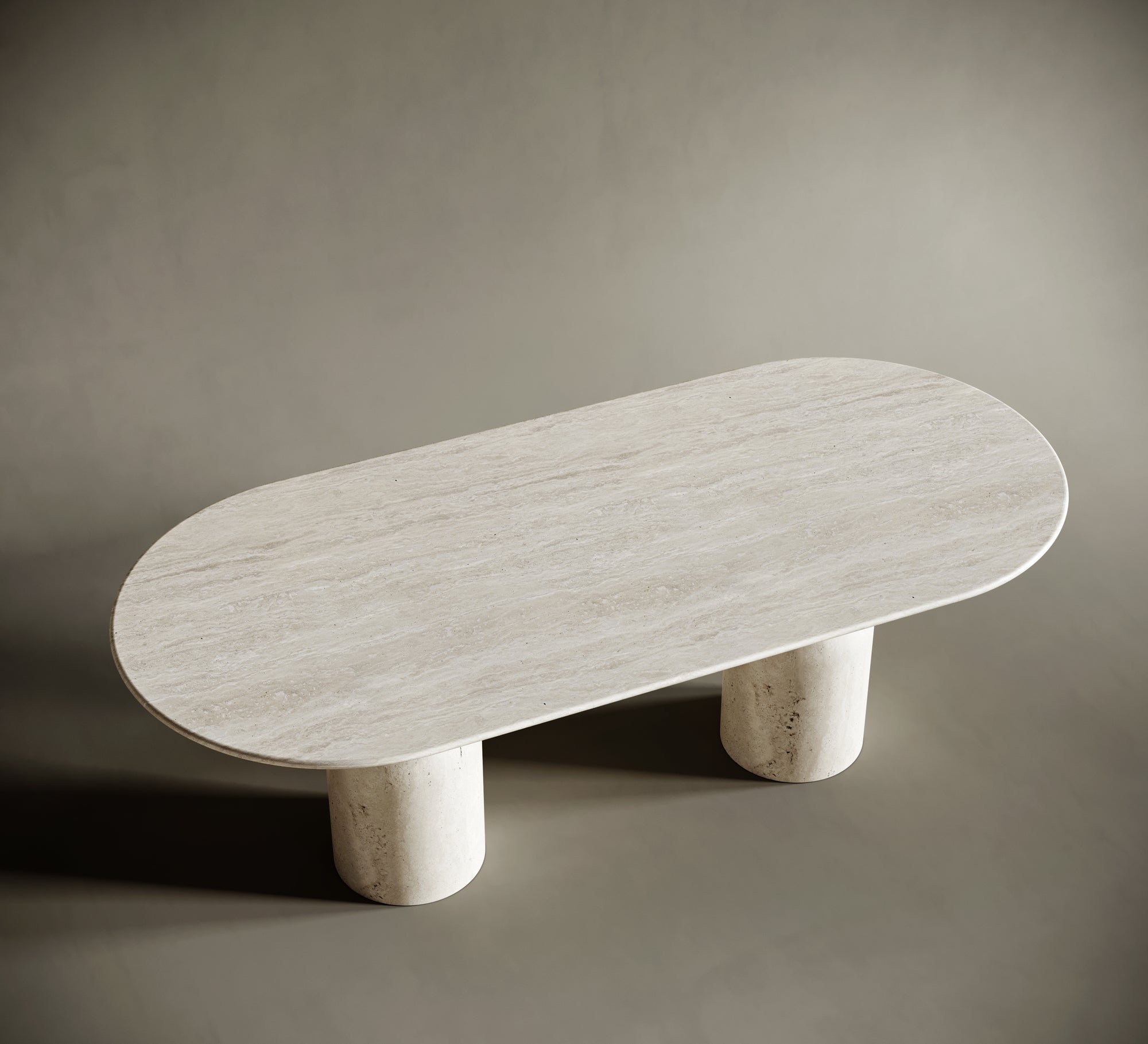 Oval Travertine Dining Table  - Hourglass Legs | Ready to Ship