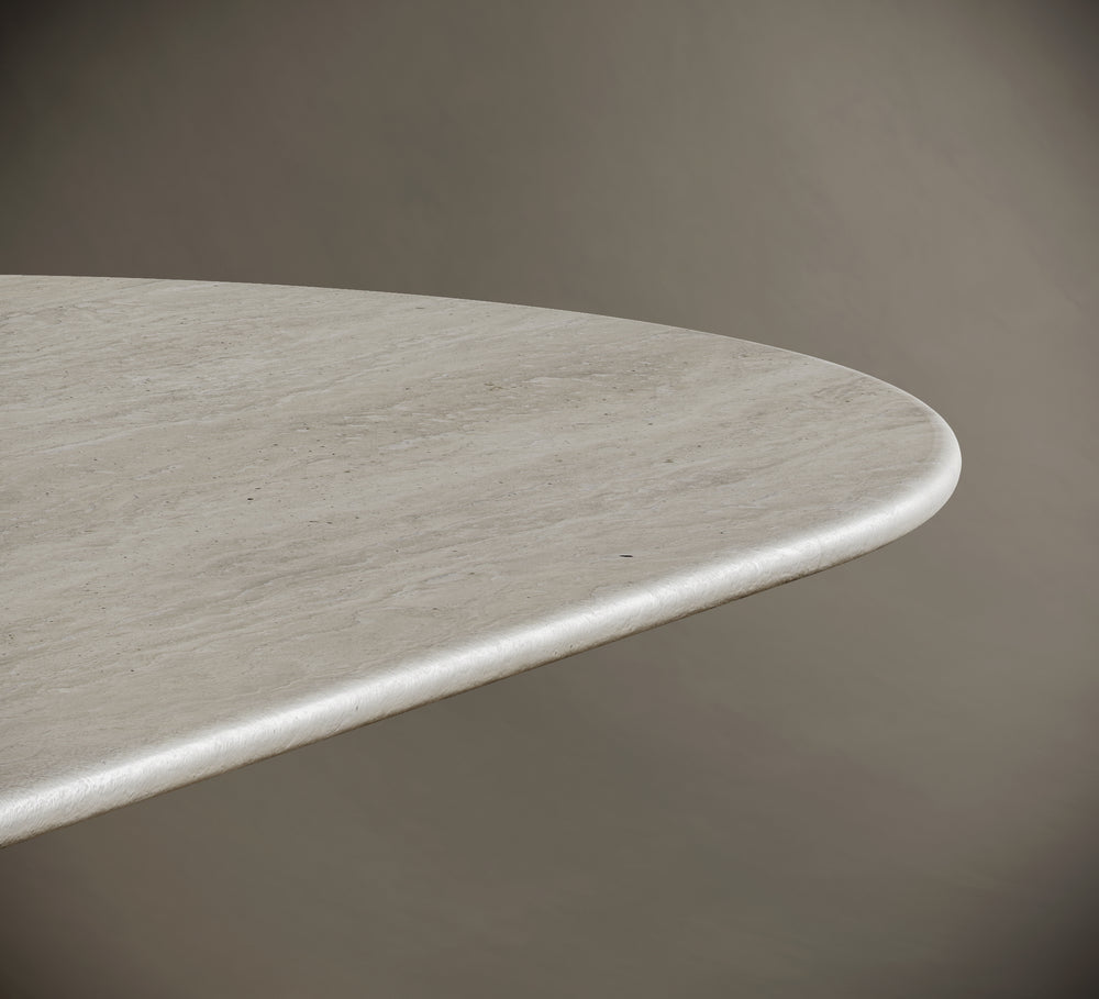 Oval Travertine Dining Table  - Hourglass Legs | Ready to Ship