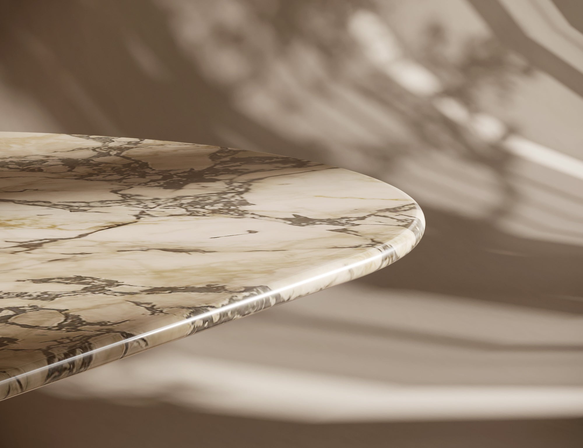 Calacatta Viola Marble Oval Dining Table - Cylindrical Leg