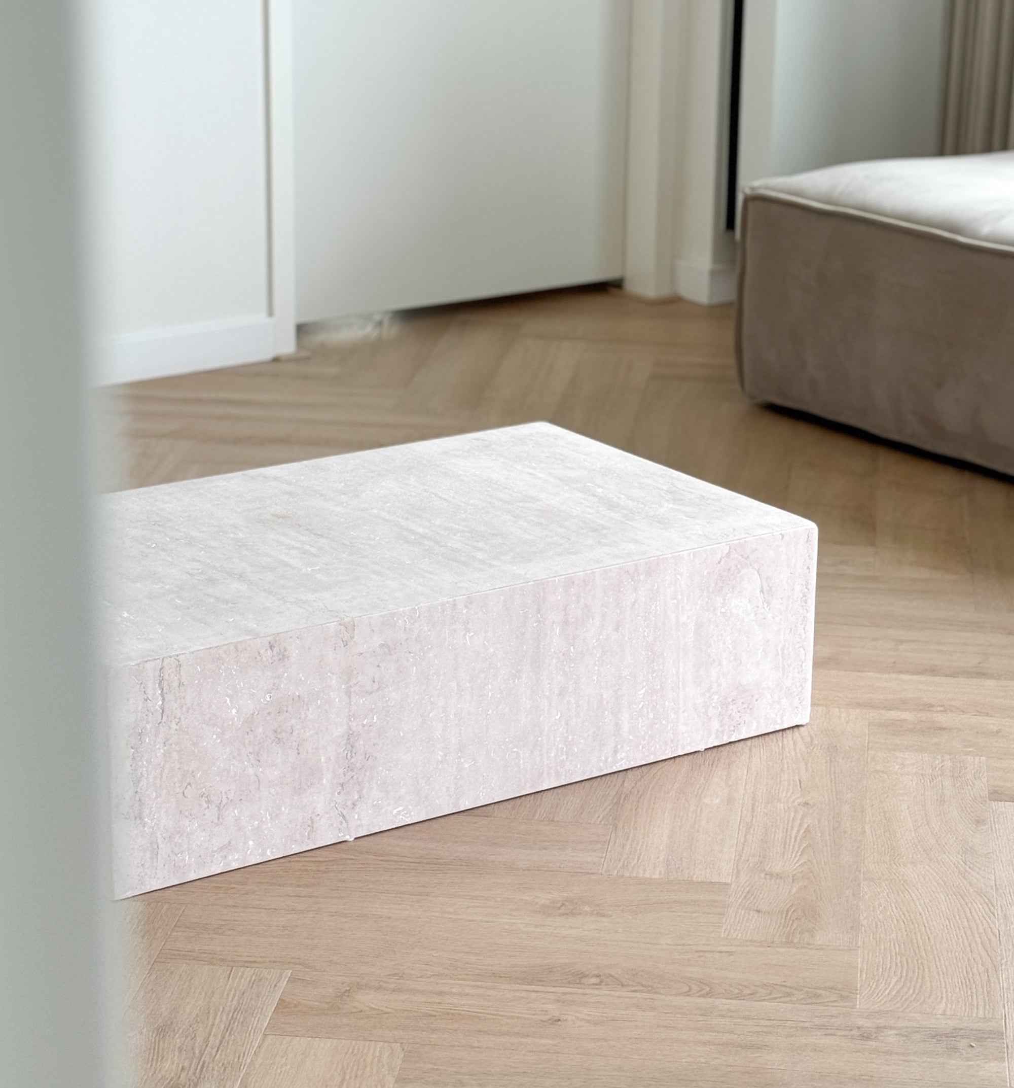 Rectangle Plinth Travertine Coffee Table