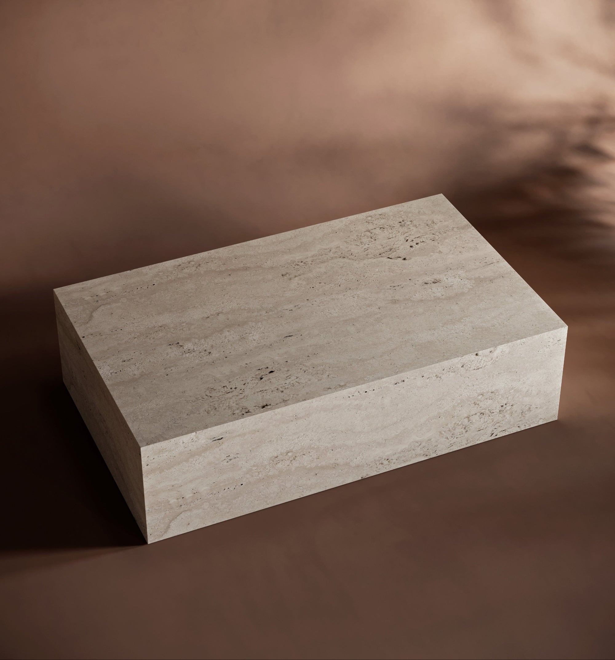 Rectangle Plinth Travertine Coffee Table