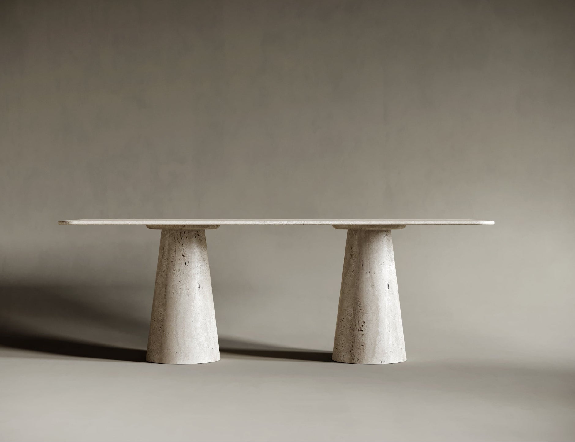 Rectangular Travertine Dining Table - Conical Legs