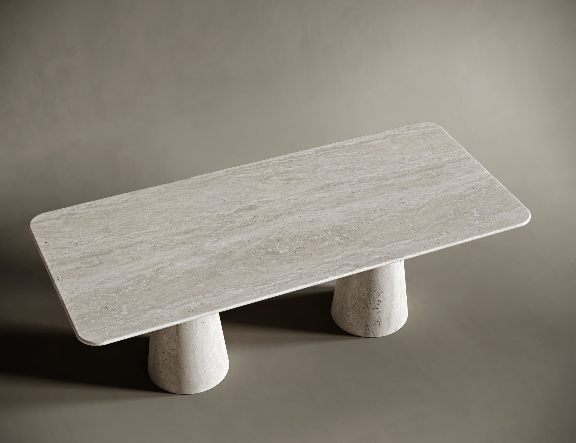 Rectangular Travertine Dining Table - Conical Legs