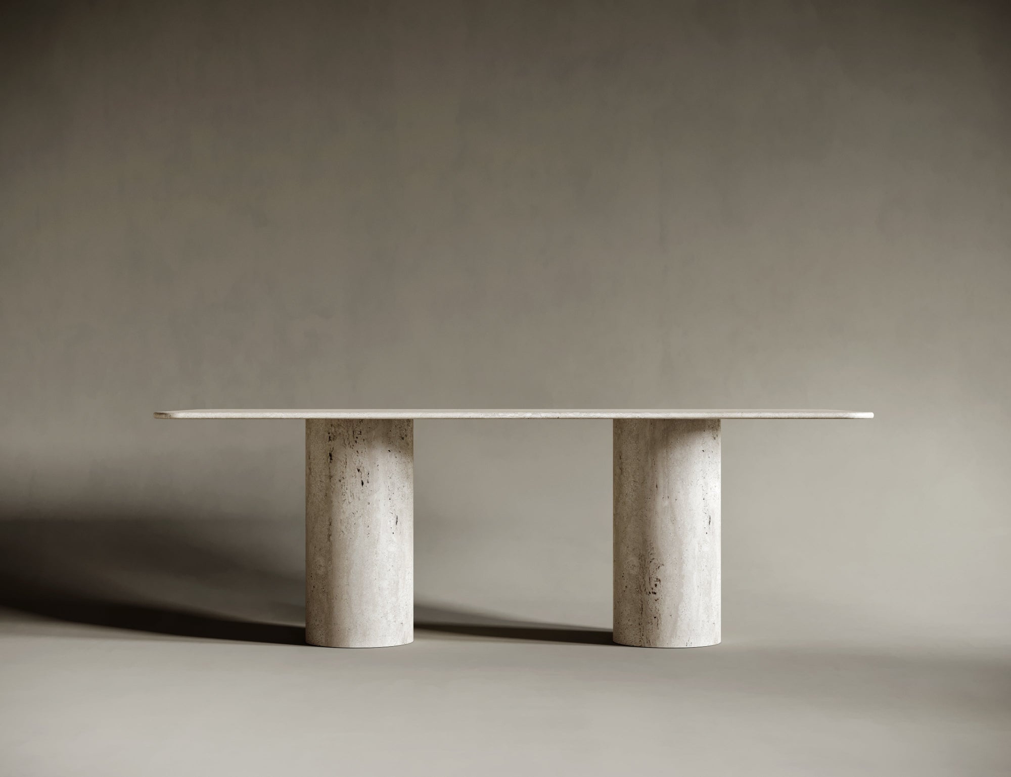 Rectangular Travertine Dining Table - Cylindrical Legs