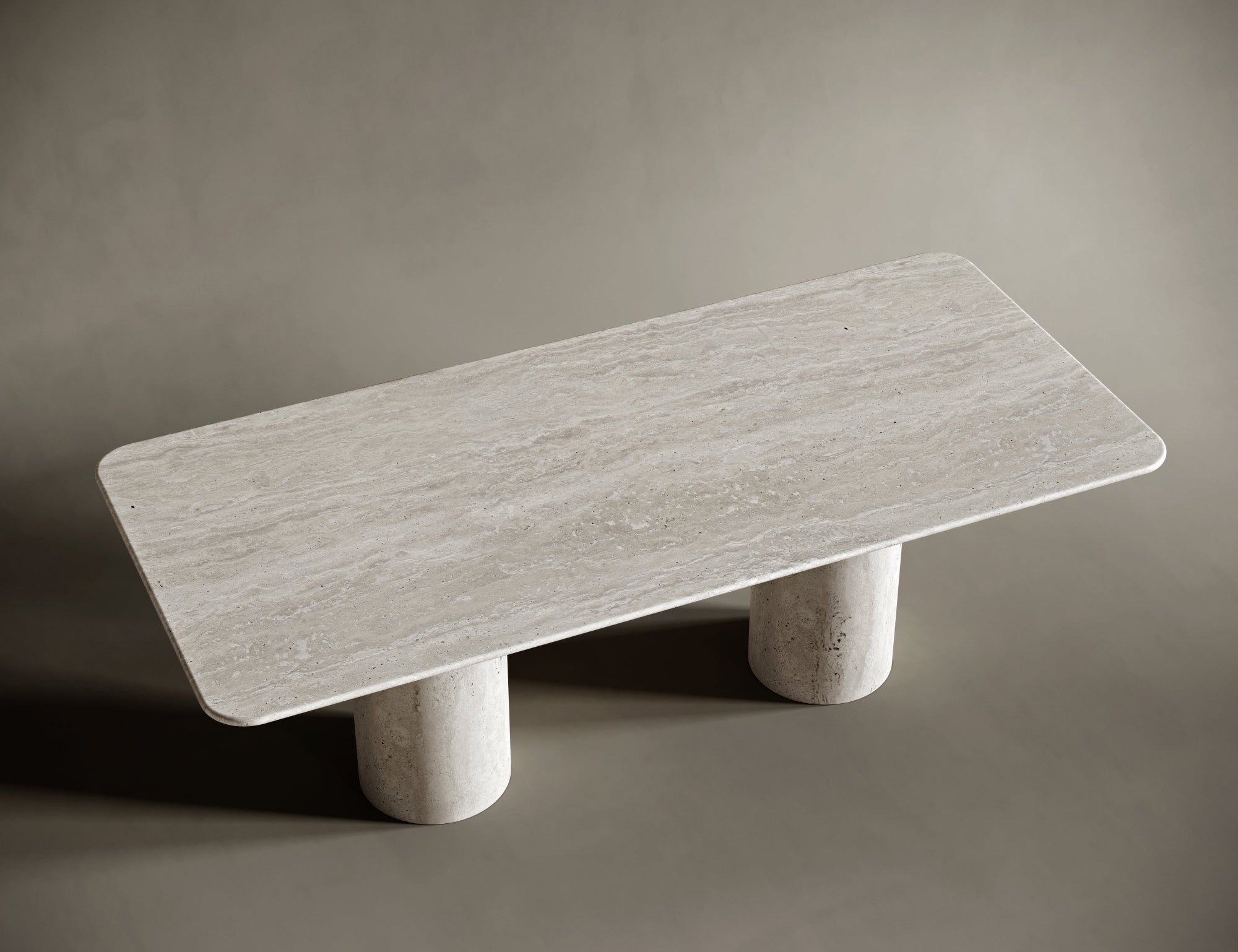 Rectangular Travertine Dining Table - Cylindrical Legs