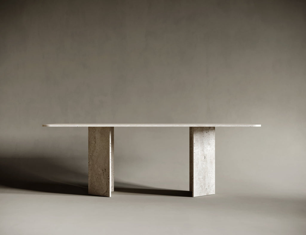 Rectangular Travertine Dining Table - V Legs