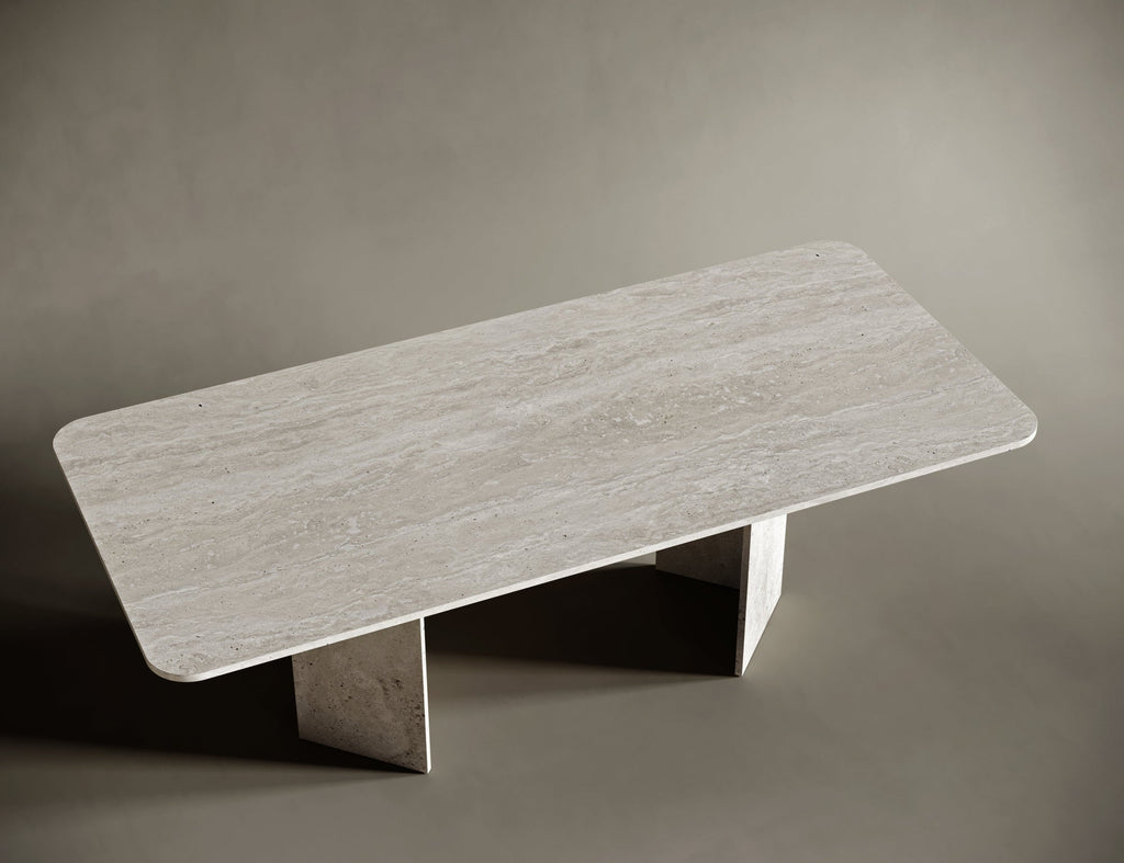 Rectangular Travertine Dining Table - V Legs