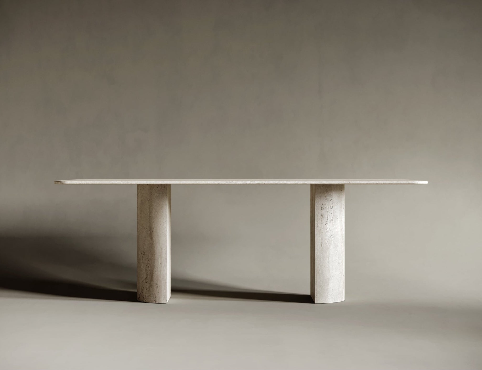 Rectangular Travertine Dining Table - D-Form Legs
