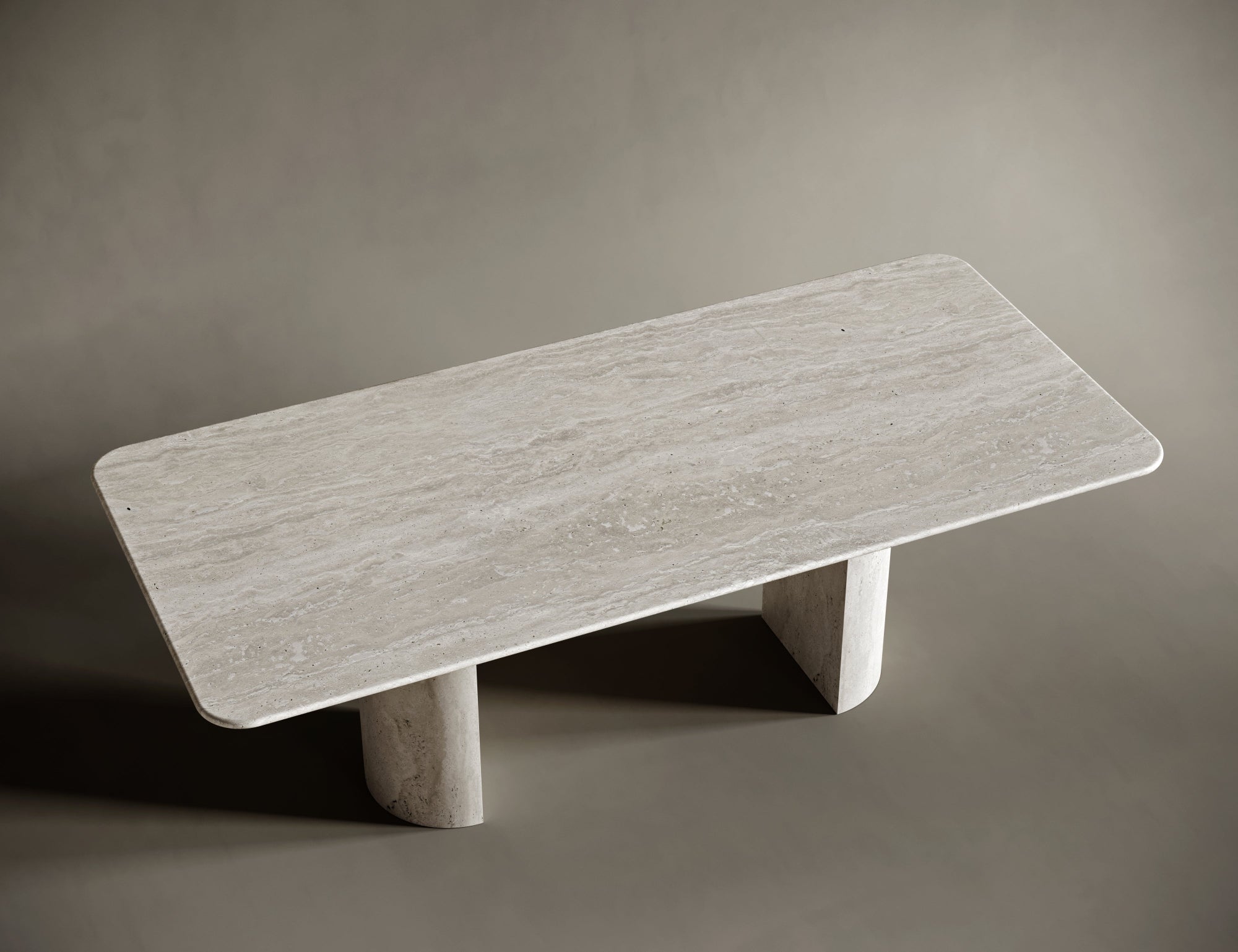 Rectangular Travertine Dining Table - D-Form Legs