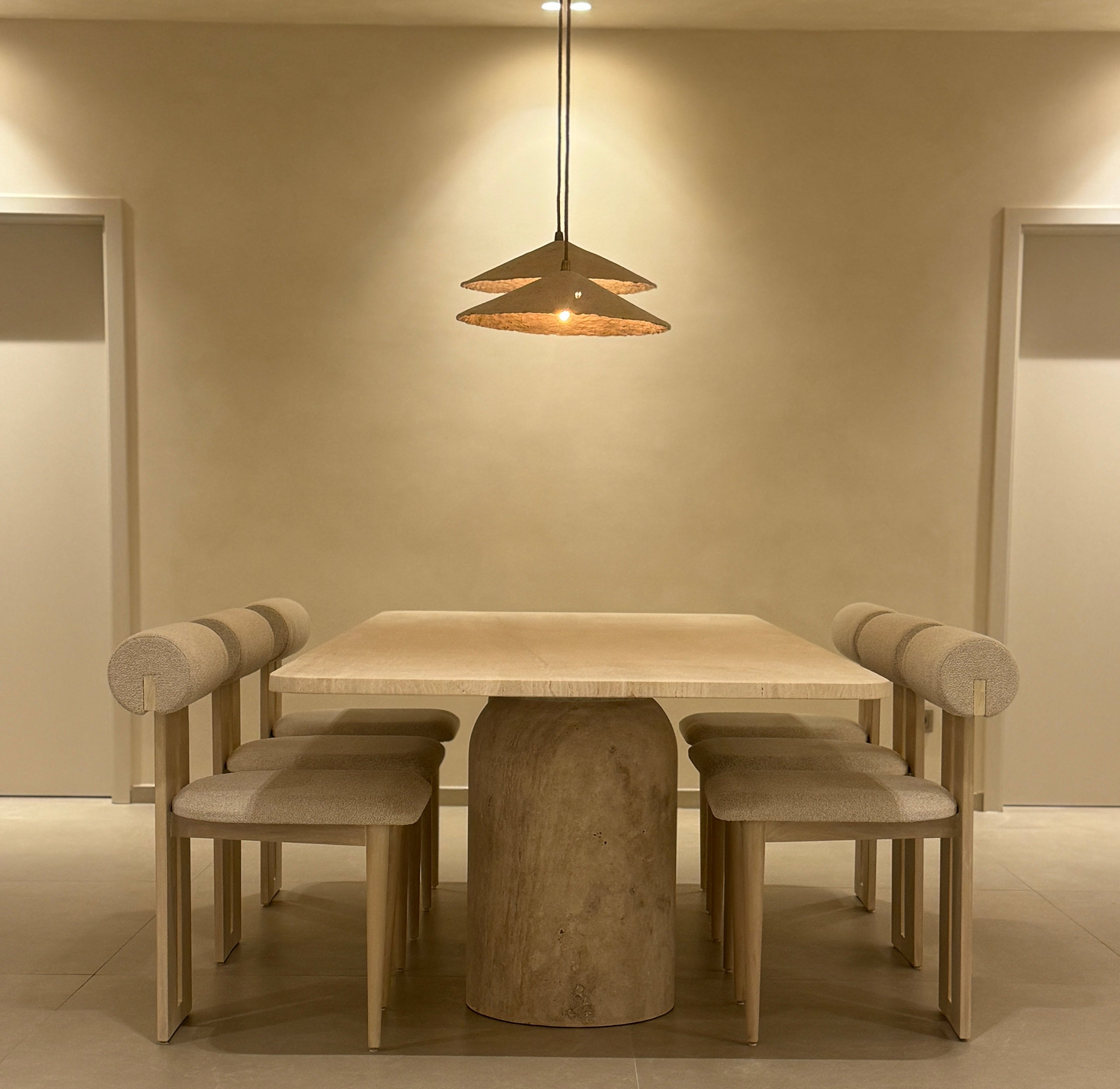 Rectangular Travertine Dining Table - Rounded Legs