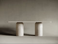 Rectangular Travertine Dining Table - Rounded Legs