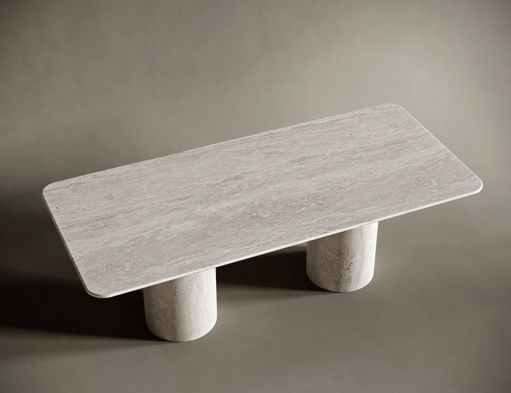 Rectangular Travertine Dining Table - Rounded Legs