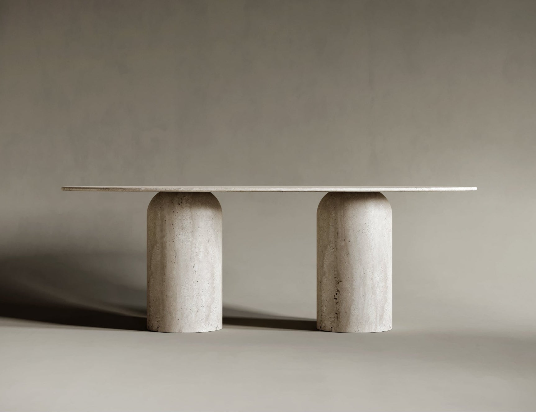 Ellipse Travertine Dining Table - Rounded Legs | Ready to Ship