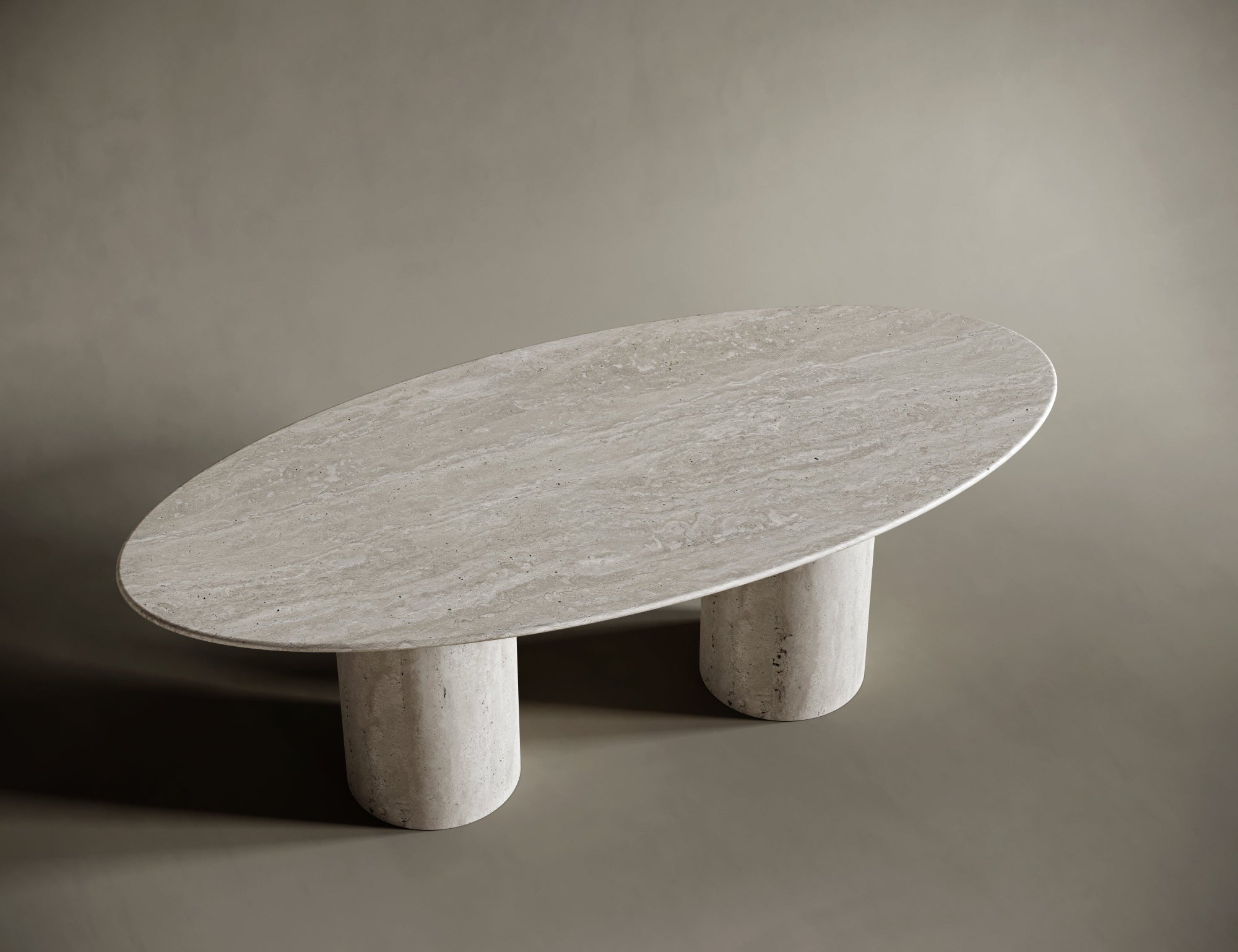 Ellipse Travertine Dining Table - Rounded Legs | Ready to Ship